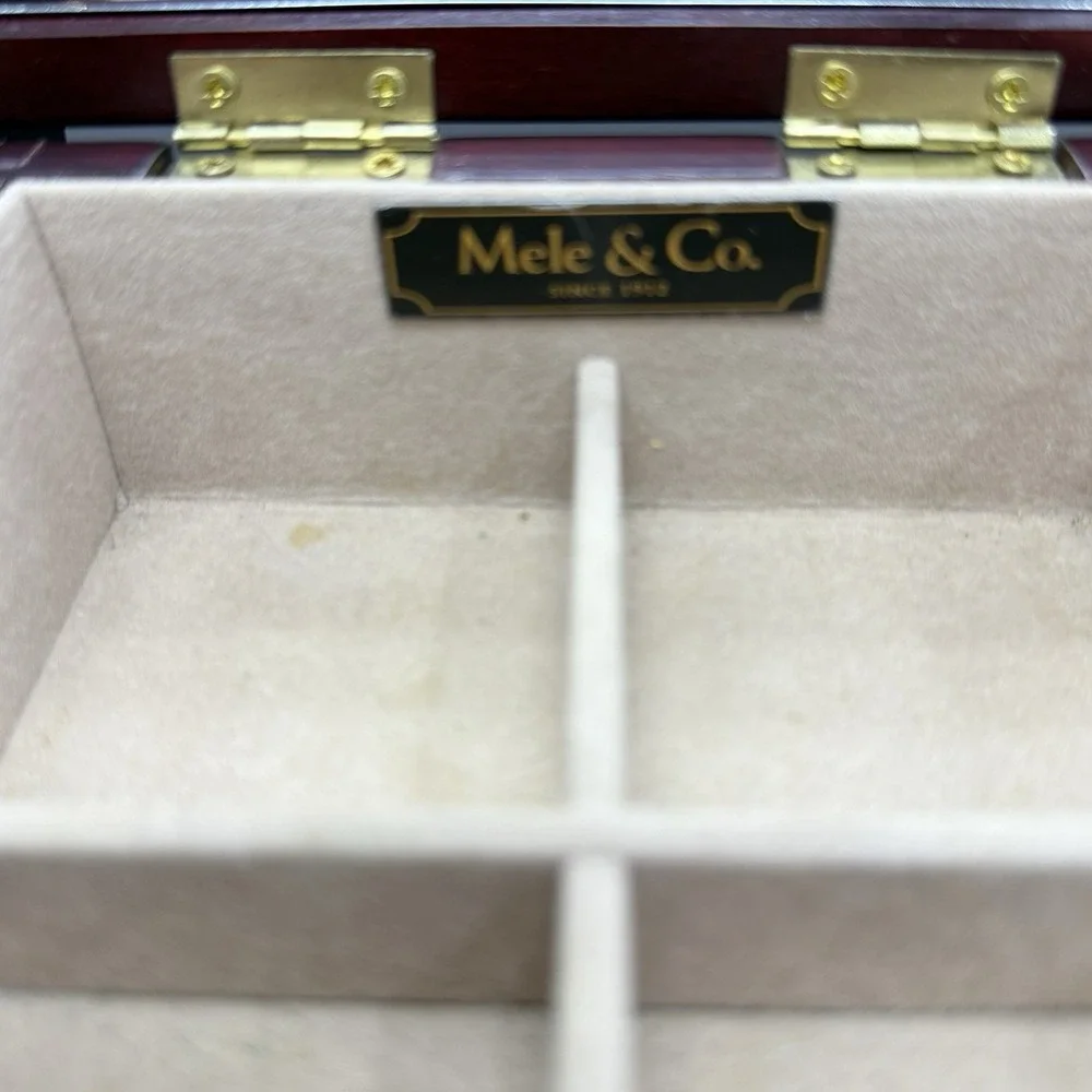 Vintage Mele Jewelry Box Cherry Wood Velvet Lined Quiet Luxury Grandmillennial